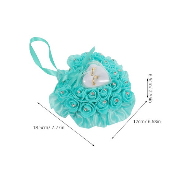 Ring Pillow with Rose, 2 Compartments for Bride